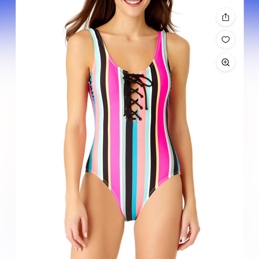 EUC No Boundaries One Piece Lace Front Swimsuit